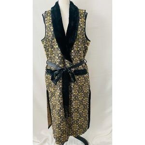 Steve Madden Metallic Faux Fur Lined Collar,  Belted,  Sleeveless Coat, NWT